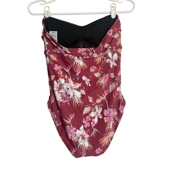 Athena Tummy Control Floral Twist Bandeau One Piece Swimsuit Womens Size 8 - Picture 3 of 10